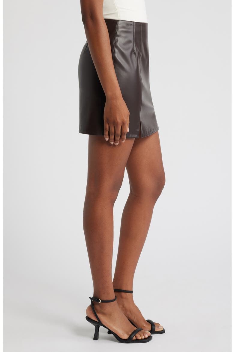 Faux Leather Miniskirt, Alternate, color, DARK CHOCOLATE