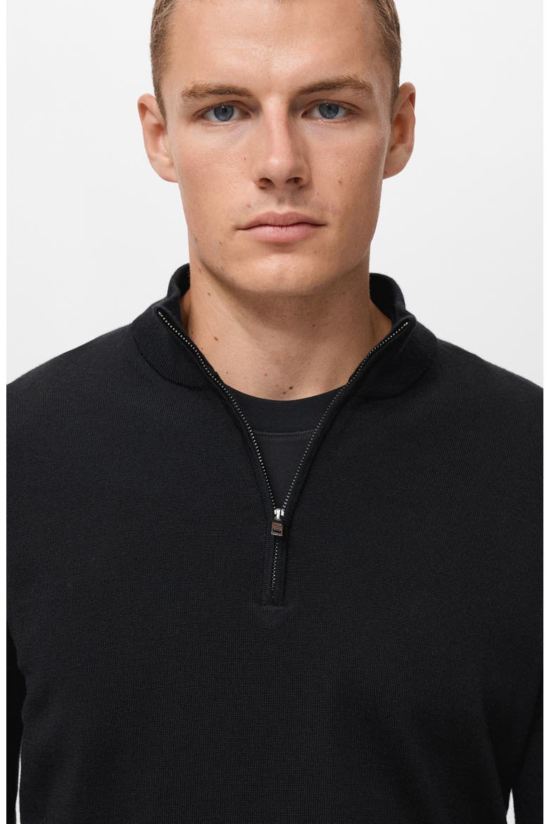 Perkins Wool Quarter Zip Sweater, Alternate, color, BLACK