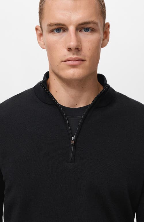 Mango Perkins Wool Quarter Zip Sweater In Black