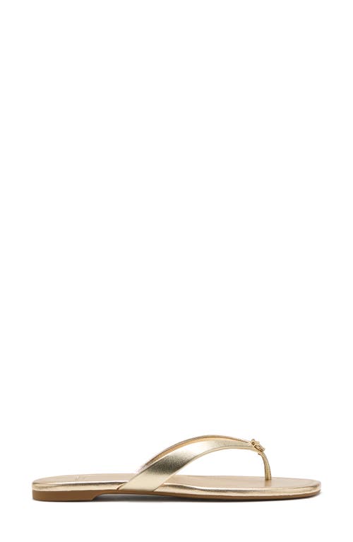 Kate Spade New York Spade Flower Patent Leather Flip Flop In Pale Gold