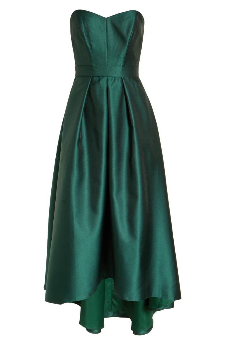 Alfred Sung Strapless High/Low Ballgown, Alternate, color, Hunter