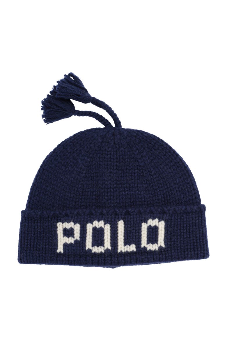 Polo Logo Beanie, Main, color, Navy/Cream