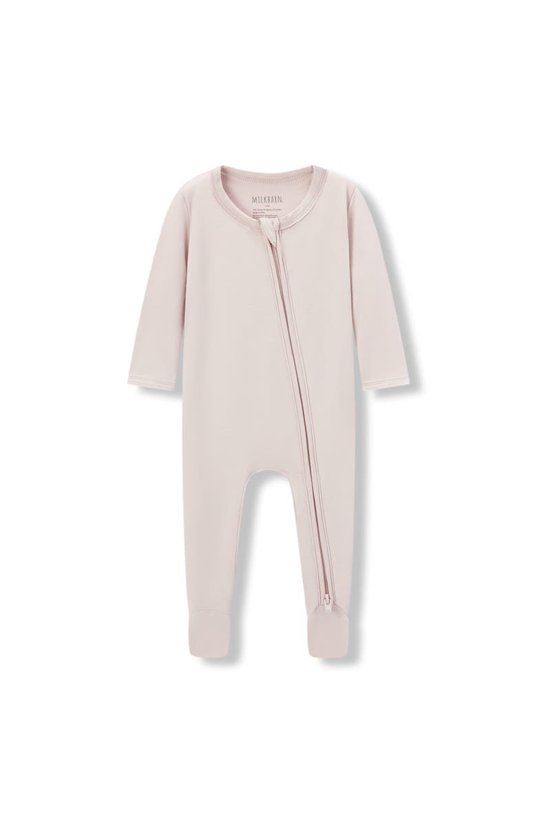 Milkbarn Luxe Solid Zipper Footed Romper, Main, color, Sepia Rose