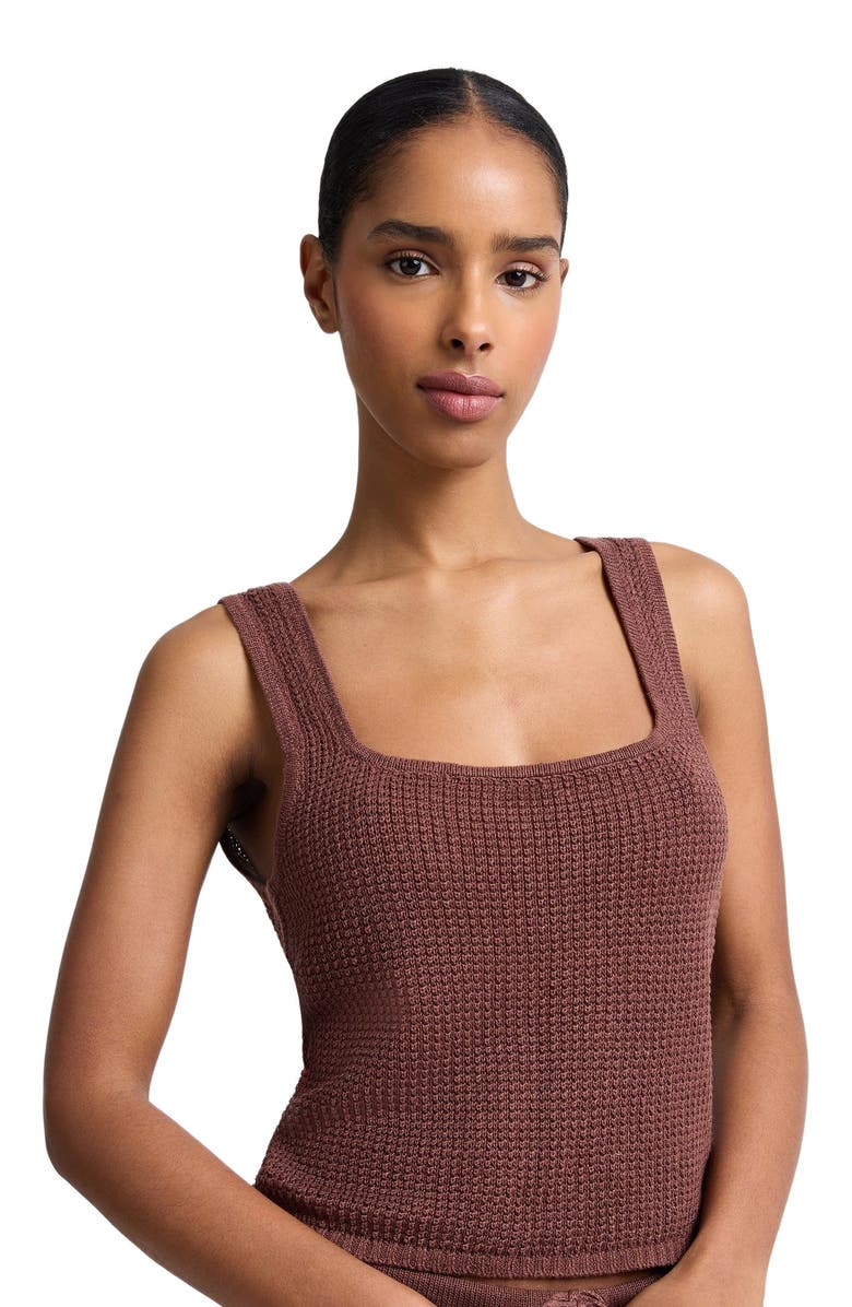 Onia Knit Square Neck Tank Top, Alternate, color, Brown