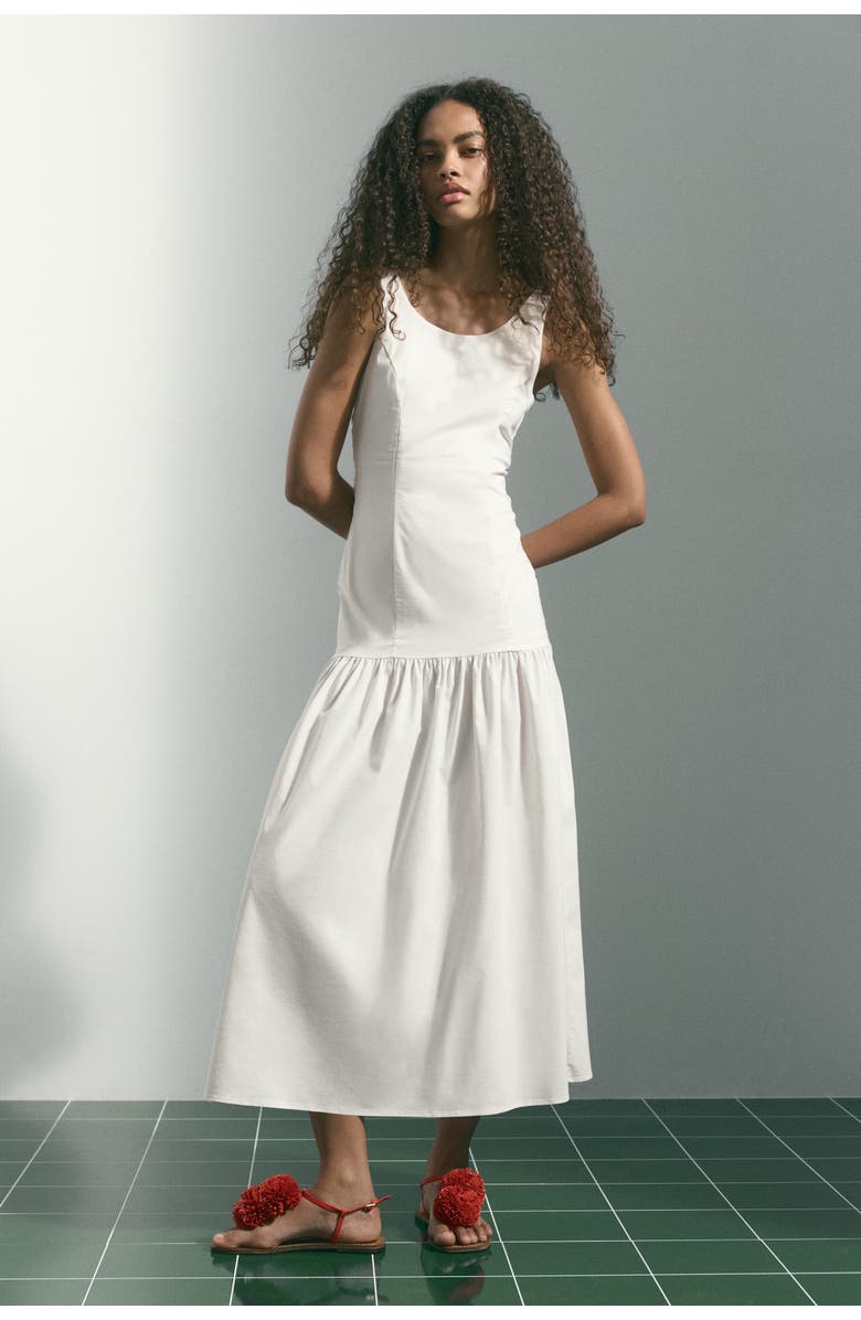 H&M Flared-skirt low-back dress, Main, color, White