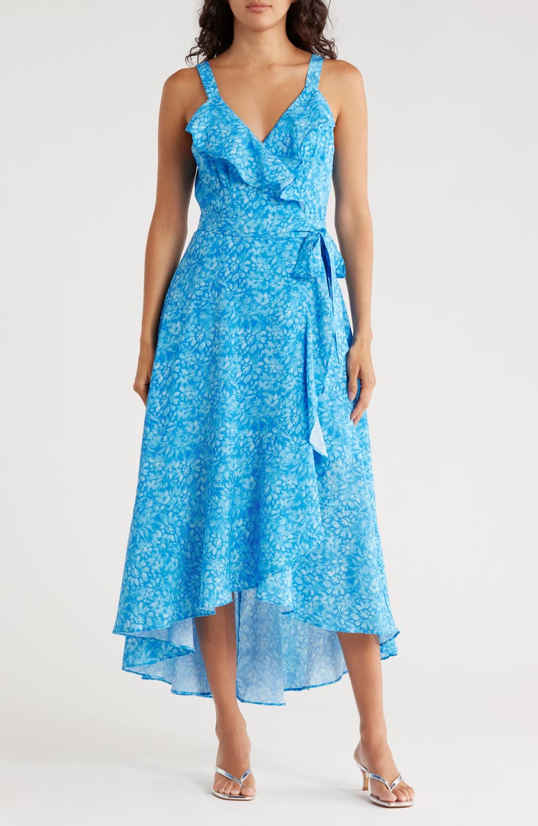 Hutch Eden Wrap Dress, Main, color, Blue Shibori Floral