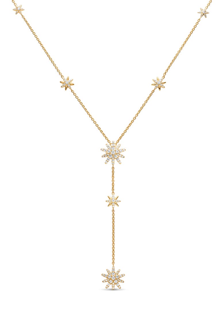 Starburst Pavé Diamond Y-Necklace, Main, color, GOLD