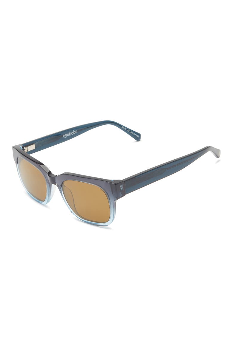 Numero Uno 49mm Rectangular Polarized Sunglasses, Alternate, color, MIDNIGHT BLUE / CLOUD / BROWN