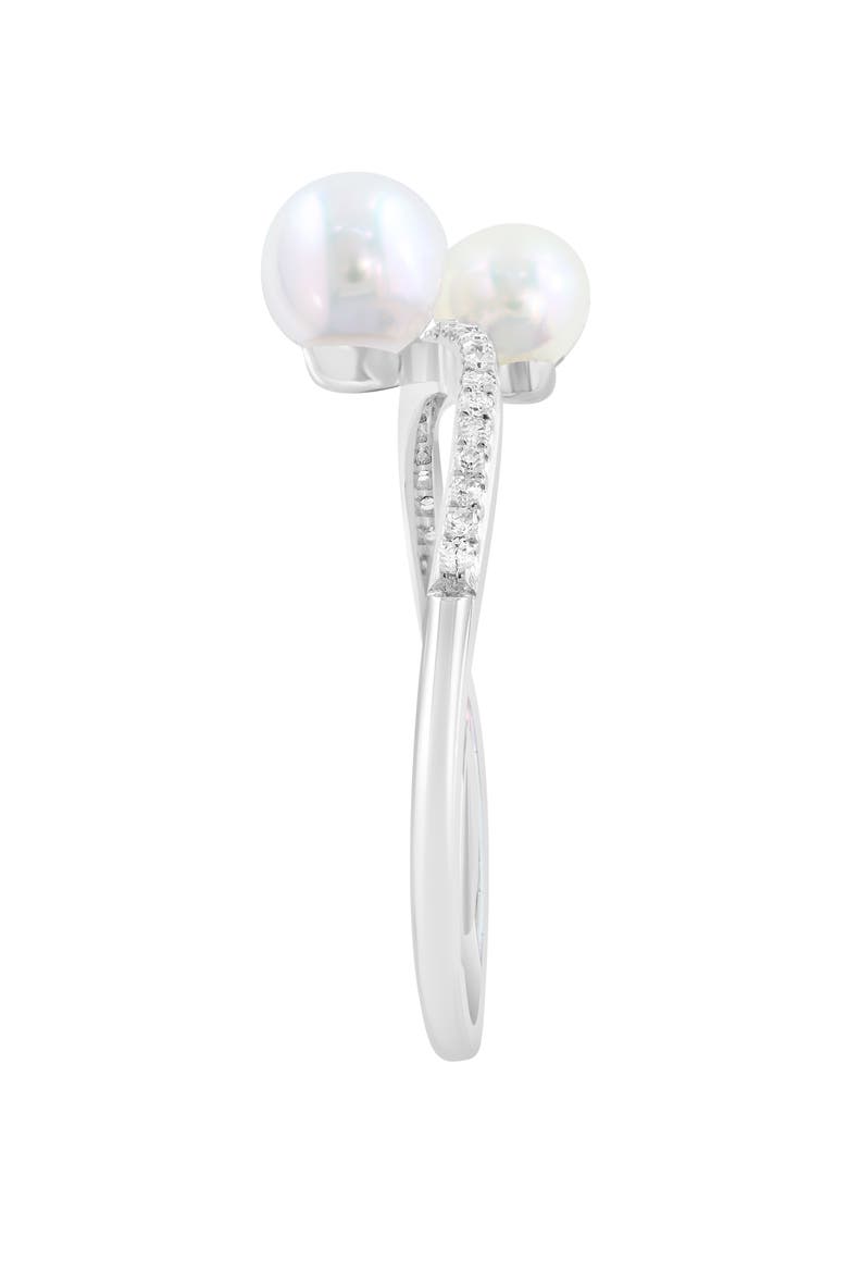 Sterling Silver Akoya Pearl & Diamond Ring, Alternate, color, WHITE