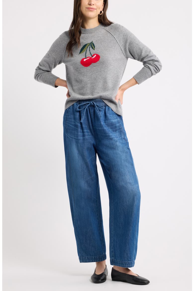Intarsia Wool & Cashmere Sweater, Alternate, color, HEATHER GREY CHERRY