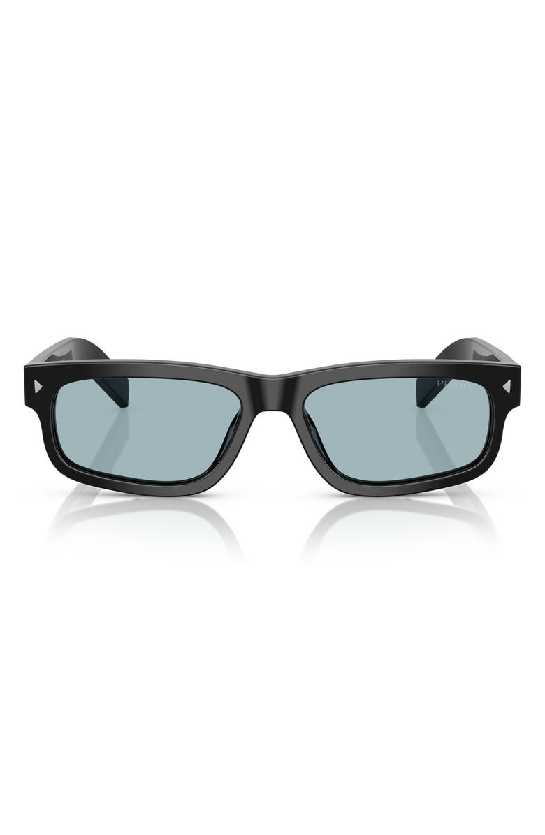 Prada 57mm Rectangular Sunglasses, Main, color, Black / Blue Vintage