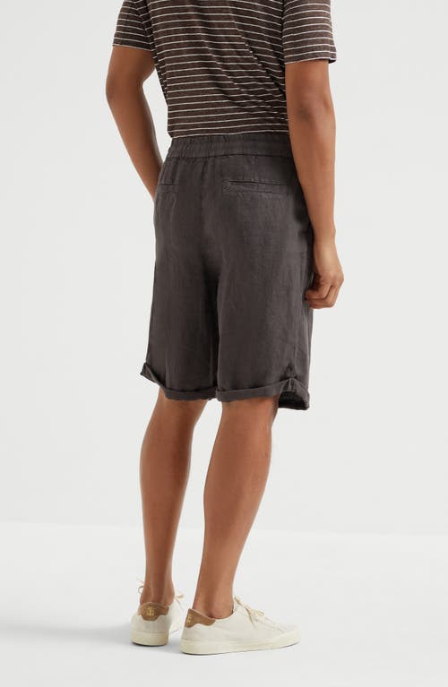 Brunello Cucinelli Bermuda Shorts With Drawstring In Coffee