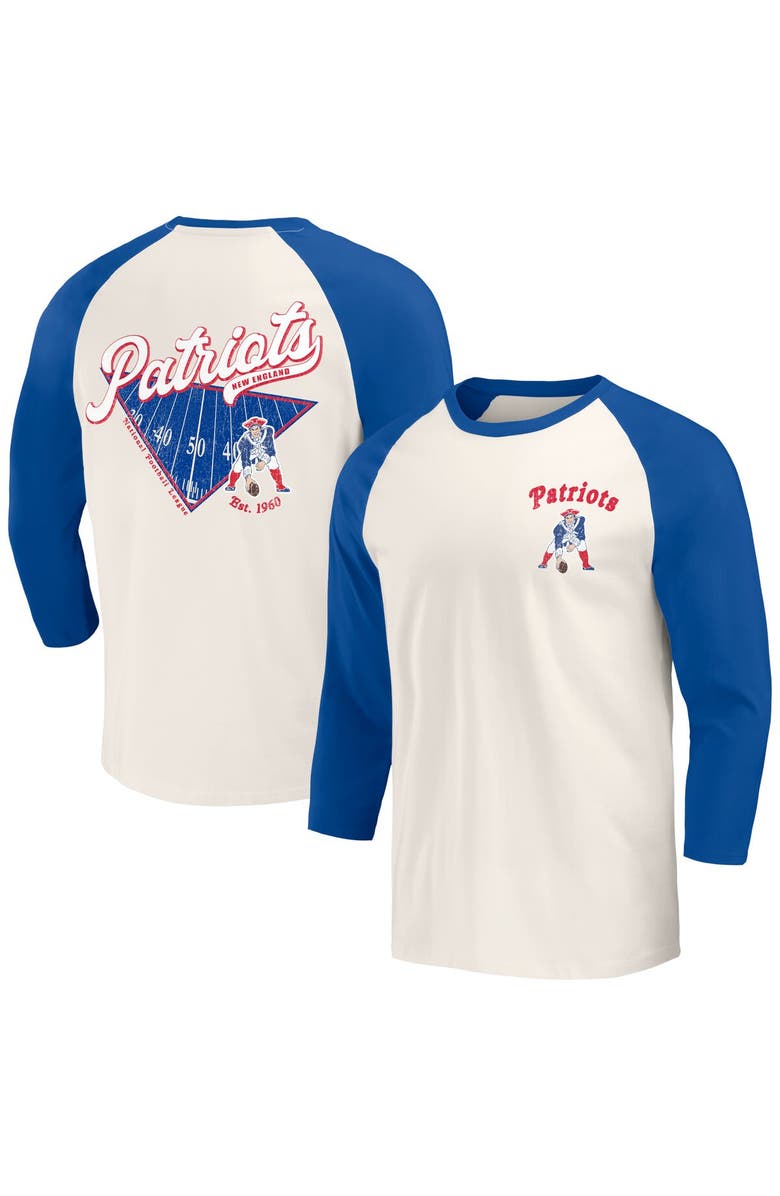 Darius Rucker Collection by Fanatics Men's Darius Rucker Collection by Fanatics Royal/White New England Patriots Raglan 3/4 Sleeve T-Shirt, Main, color, Royal