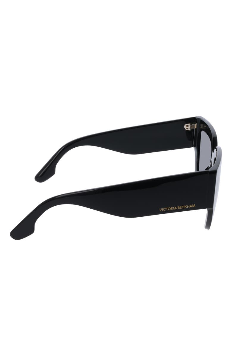 Victoria Beckham 53mm Classic Logo Tea Cup Sunglasses, Alternate, color, Black