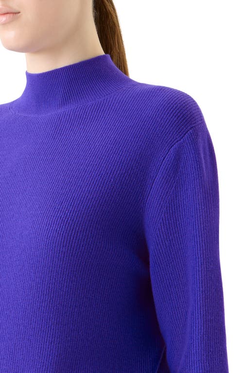 Akris Punto Mock-neck Cashwool Rib Sweater In Blue