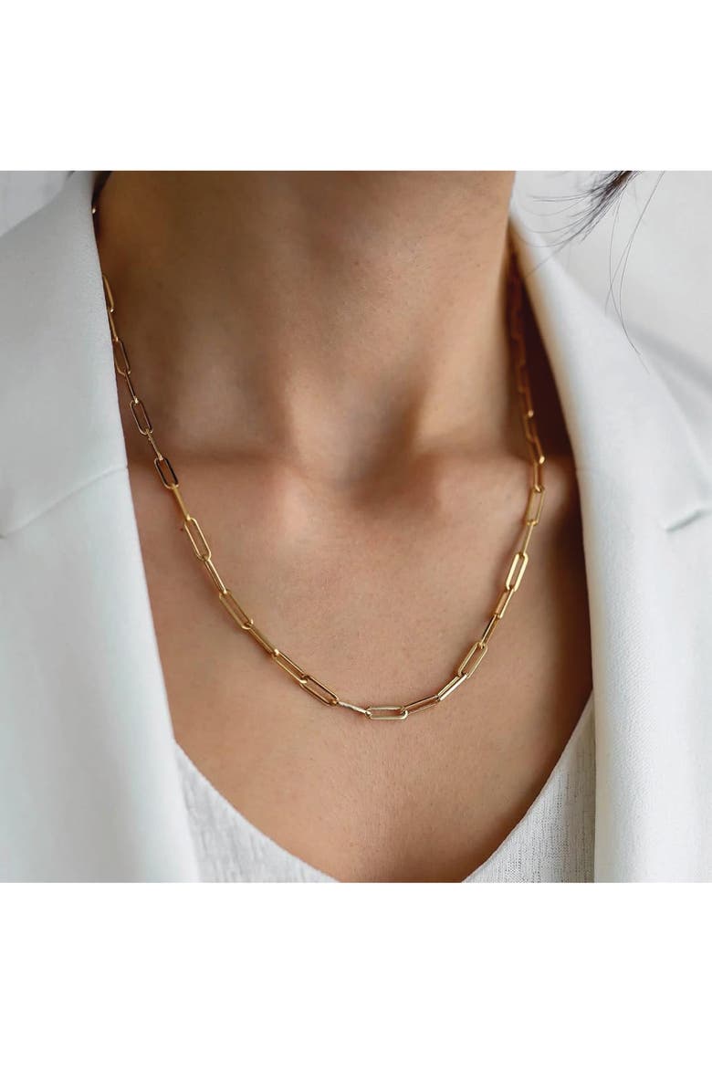 BEST SILVER 14K Yellow Gold 4.5mm Paper Clip Chain Necklace, Alternate, color, 