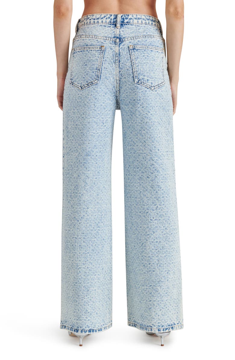 Steve Madden Avaline Embellished Textured Wide Leg Jeans, Alternate, color, 