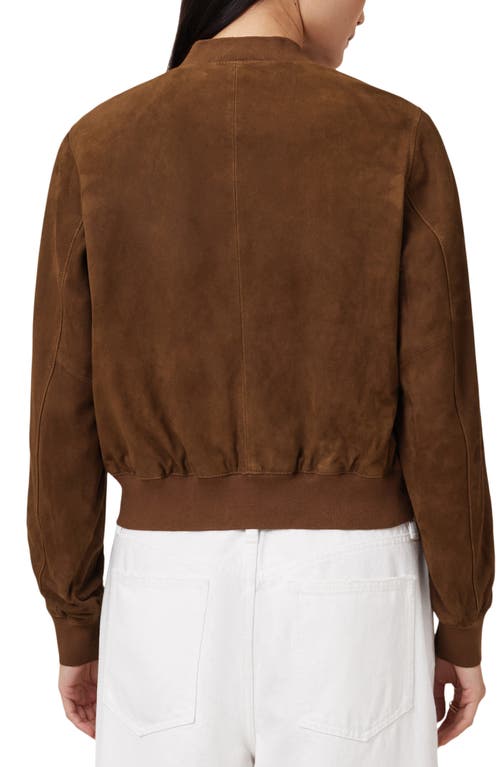 Allsaints Orten Suede Bomber Jacket In Brown