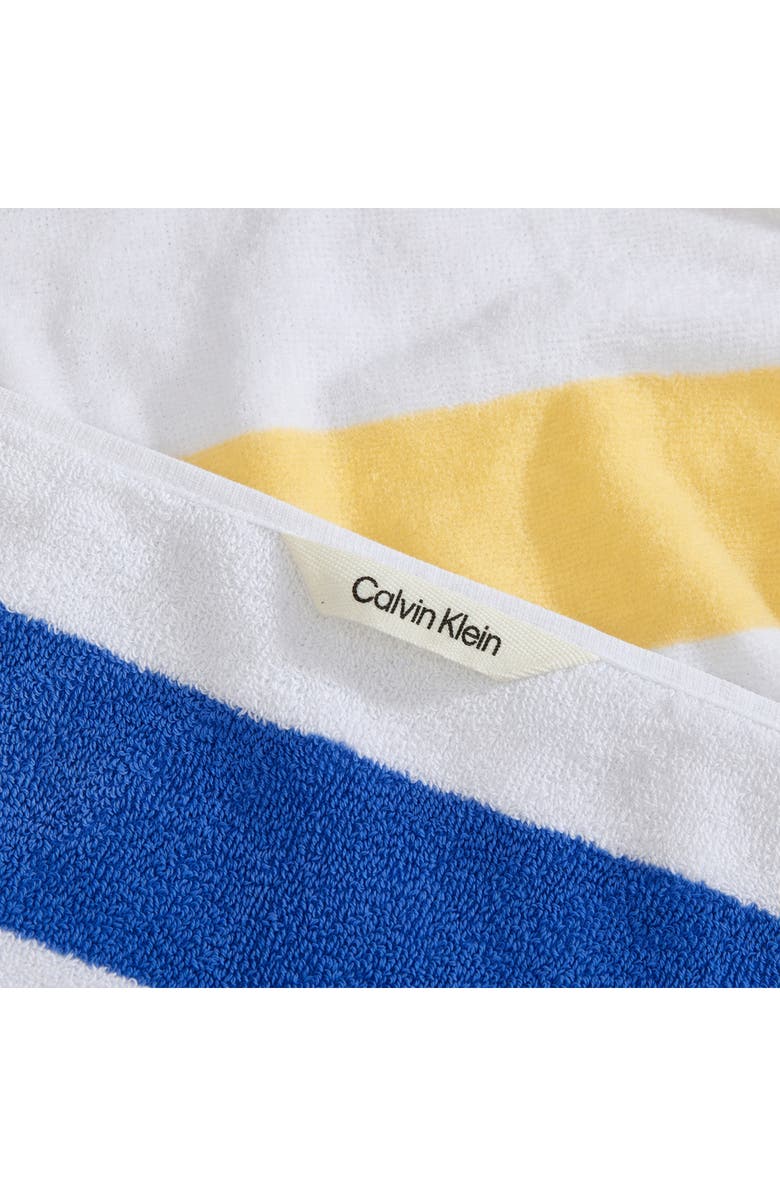 Calvin Klein Pop Color Stripe Beach Towel, Alternate, color, Blue/Yellow
