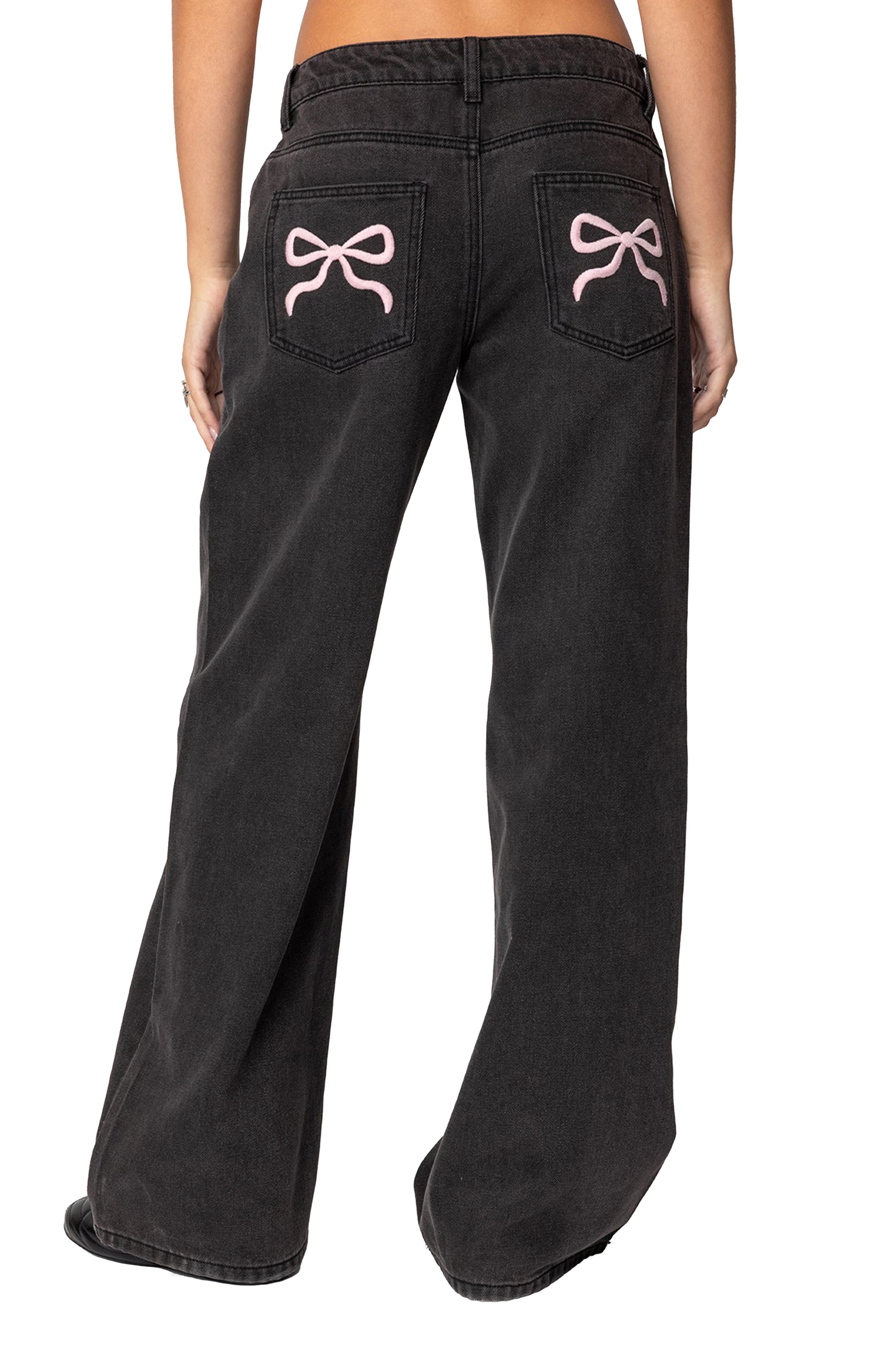 Bow Pocket Wide Leg Jeans - image 2
