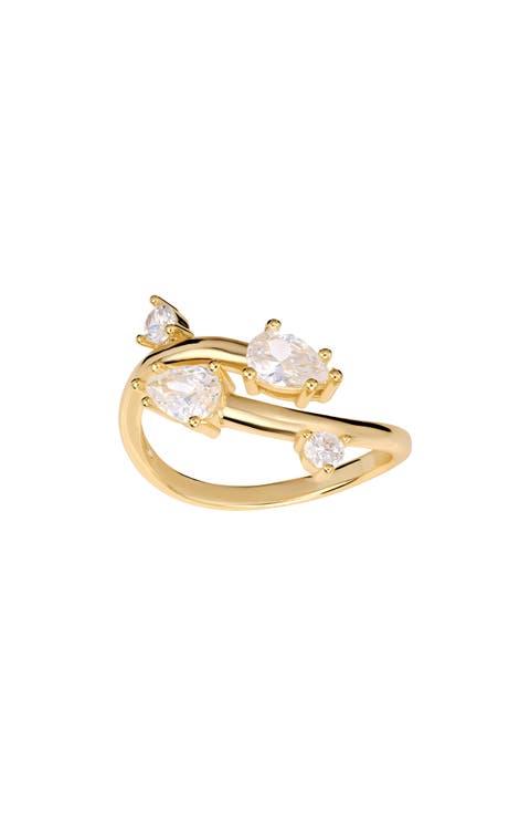 Pear Cubic Zirconia Bypass Ring