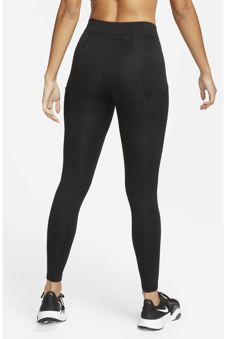 Pro Therma-FIT Mid Rise Pocket Leggings, Alternate, color, BLACK/ WHITE