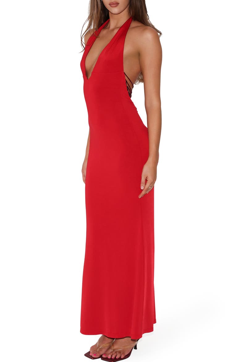 Solyne Plunge Neck Maxi Dress, Alternate, color, RED