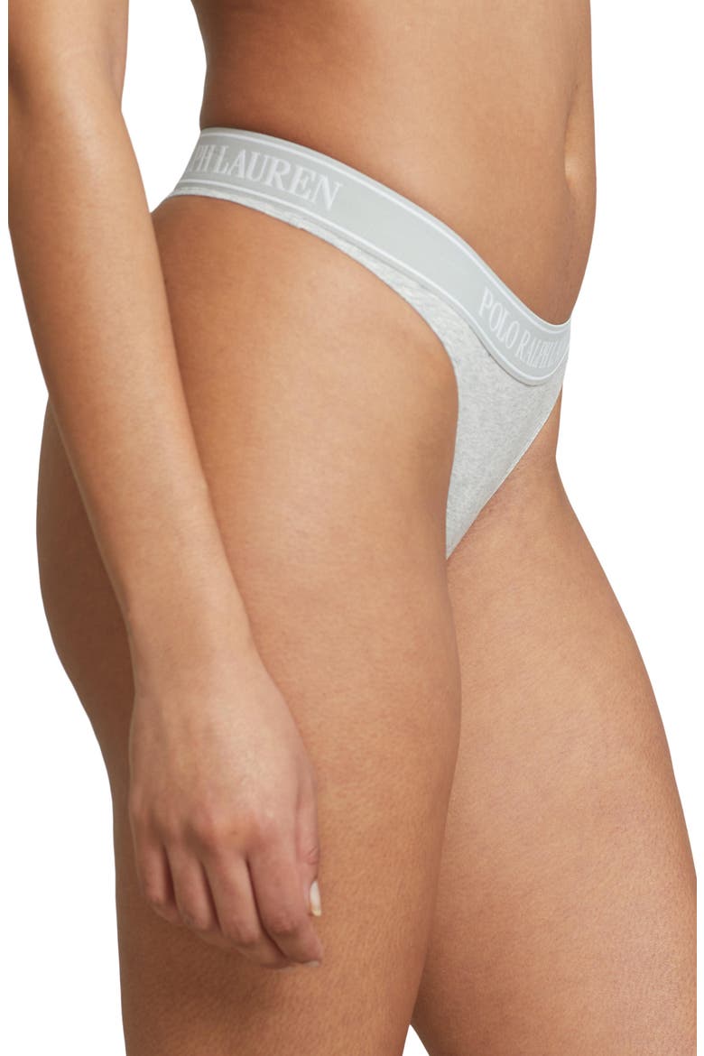 Mid Rise Cotton Blend Thong, Alternate, color, HEATHER GREY