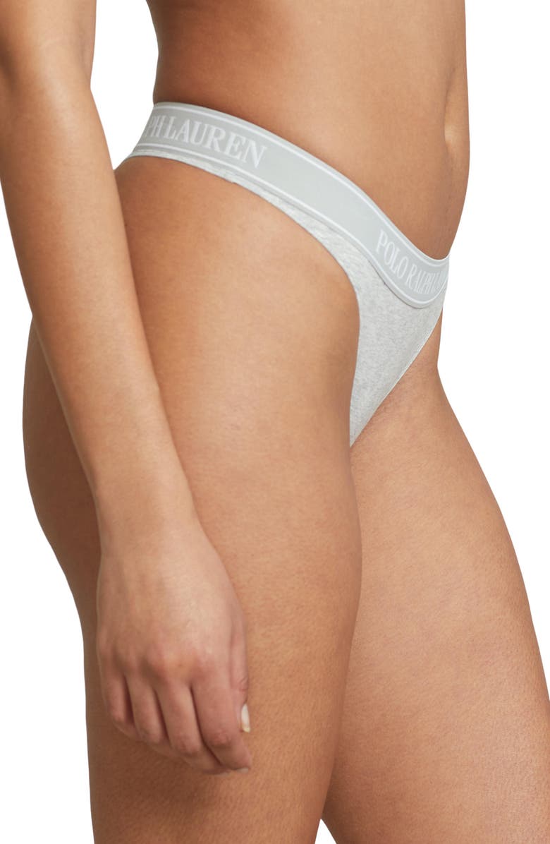 Polo Ralph Lauren Mid Rise Cotton Blend Thong, Alternate, color,