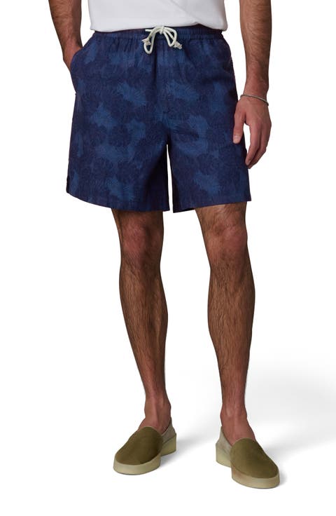 Cabana Leaf Print Drawstring Shorts