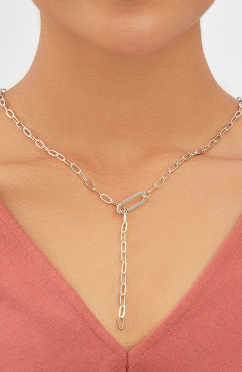 Sterling Forever Rhodium Plated Chain Link Lariat Necklace