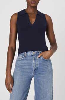 Mozza Sleeveless Johnny Collar Rib Sweater