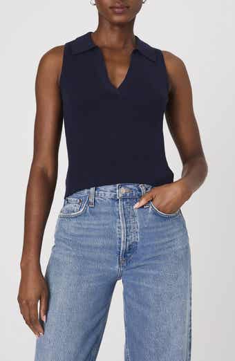 Mozza Sleeveless Johnny Collar Rib Sweater