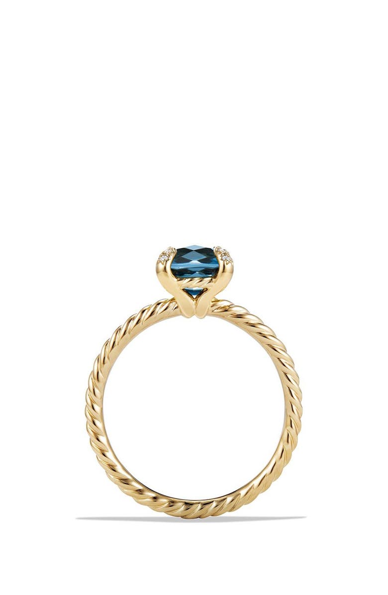 David Yurman 'Châtelaine' Ring with Diamonds in 18K Gold, Alternate, color, Gold/ Hampton Blue Topaz