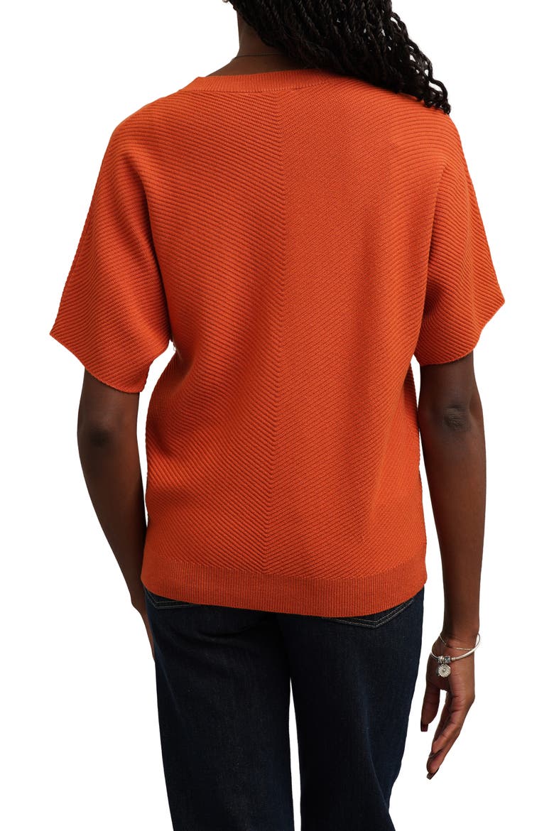 Chevron Rib Short Sleeve Sweater, Alternate, color, SPCED HEATHER