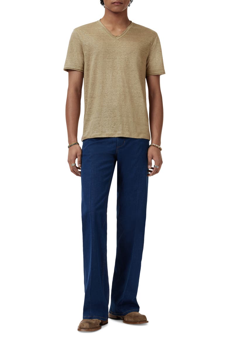 Wooster Slim Fit V-Neck Burnout Linen T-Shirt, Alternate, color, TWIG