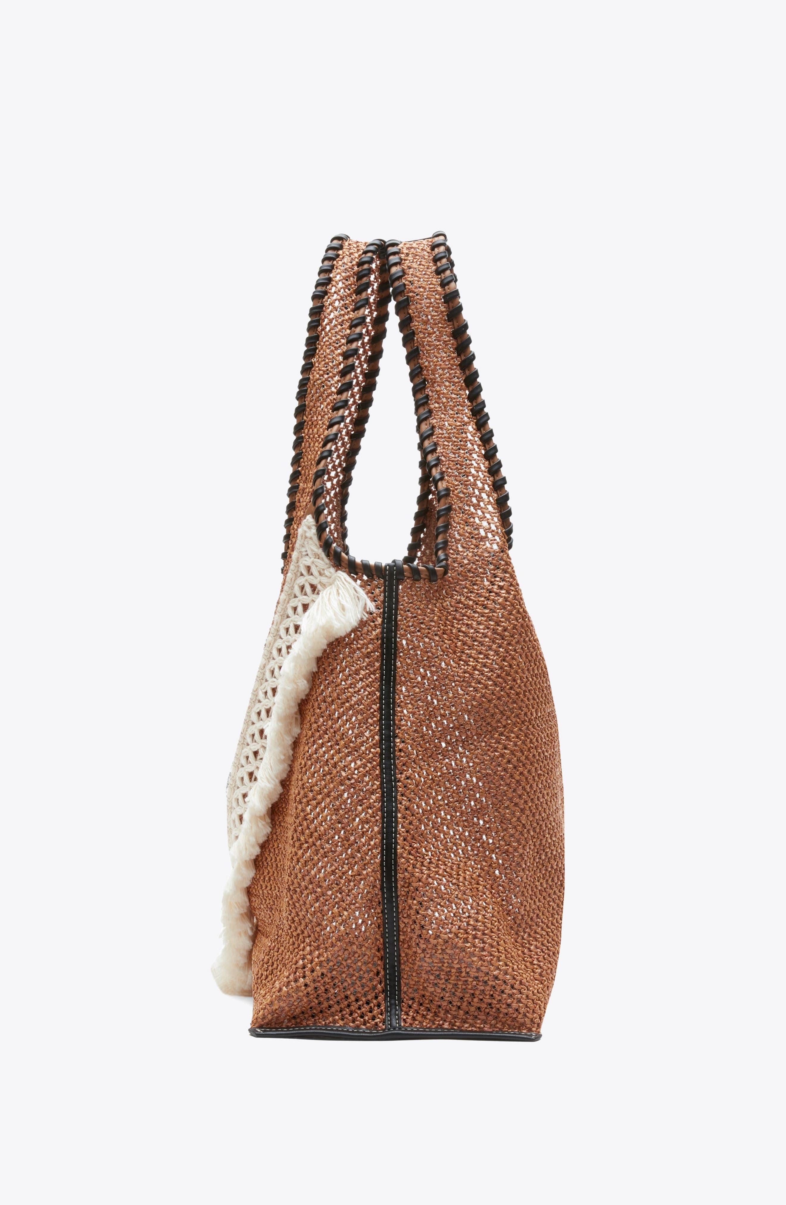 3.1 Phillip Lim Raffia Fringe Market Tote Bag, Alternate, color, Brown