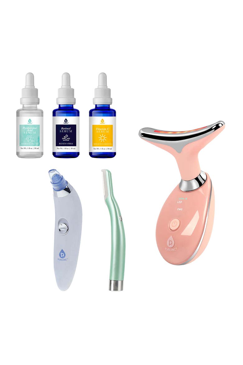 Glow Skincare Set LED Therapy & Pore Vacuum, Main, color, Multicolor