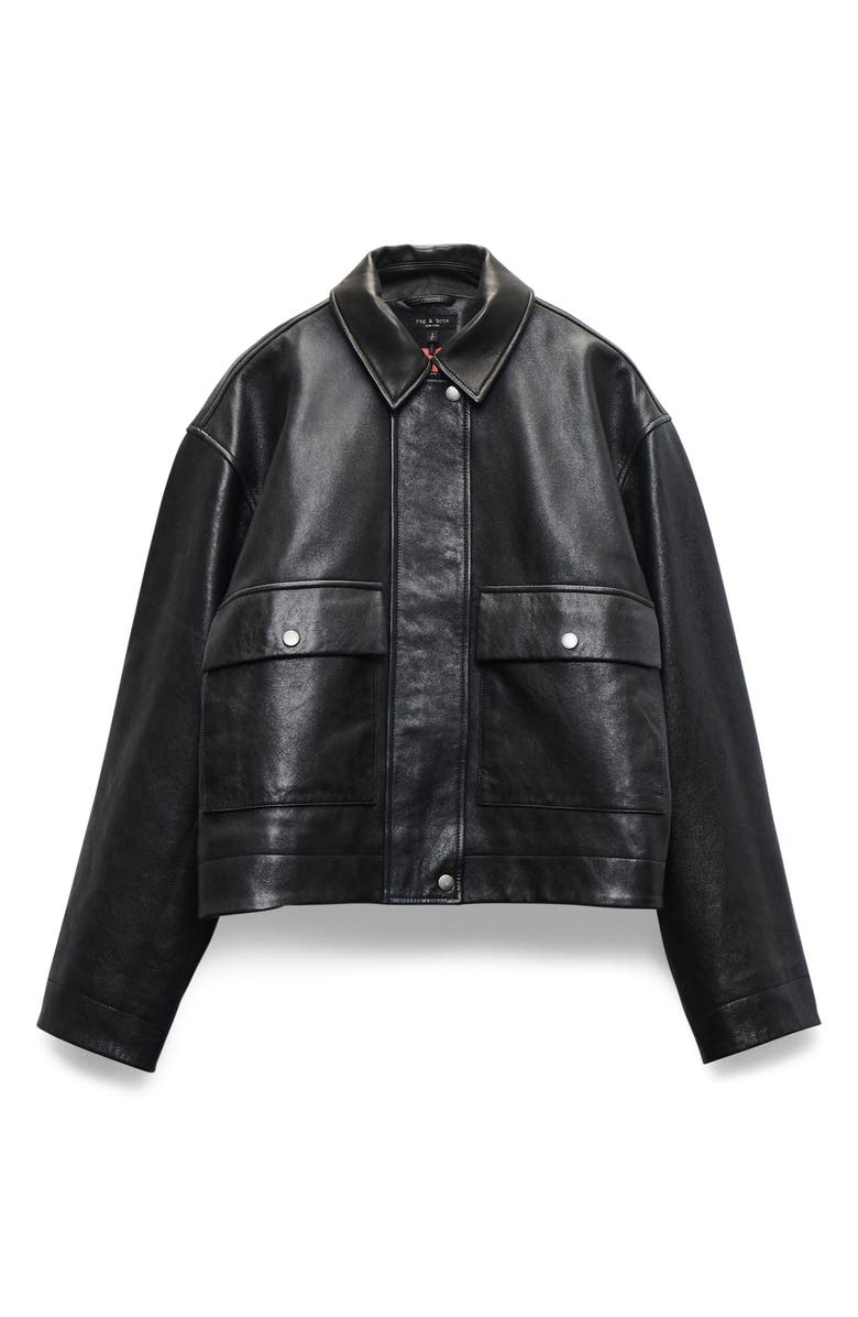rag & bone Nonie Leather Jacket, Alternate, color, Black