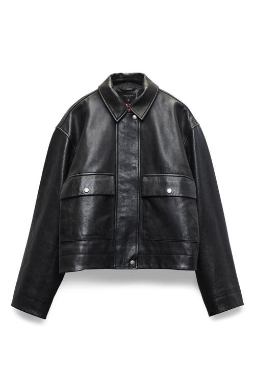 Rag & Bone Aria Leather Bomber Jacket In Black