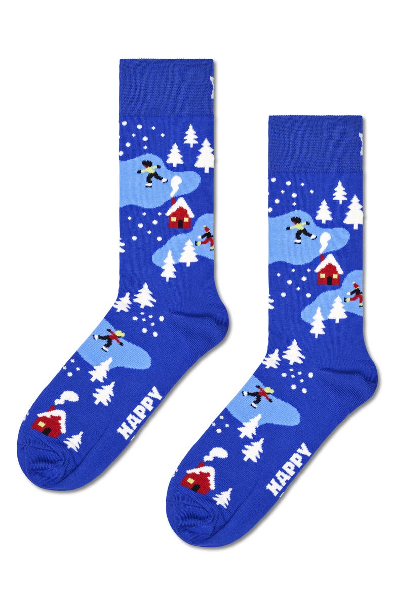 Happy Socks Assorted 24-Pack Cotton Blend Crew Socks Advent Calendar, Alternate, color, Navy