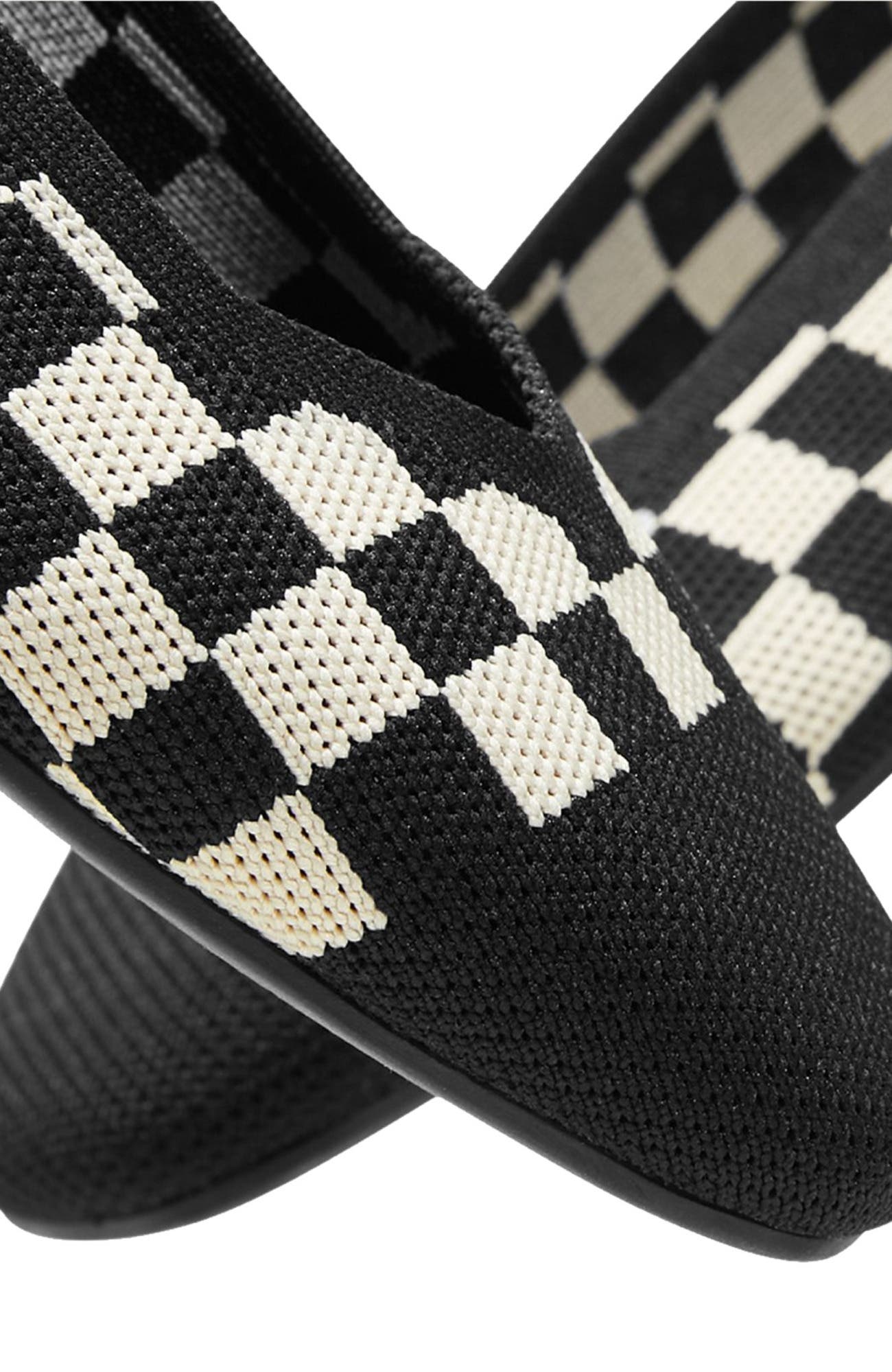 VIVAIA Square-Toe V-Cut Flats, Alternate, color, Checker