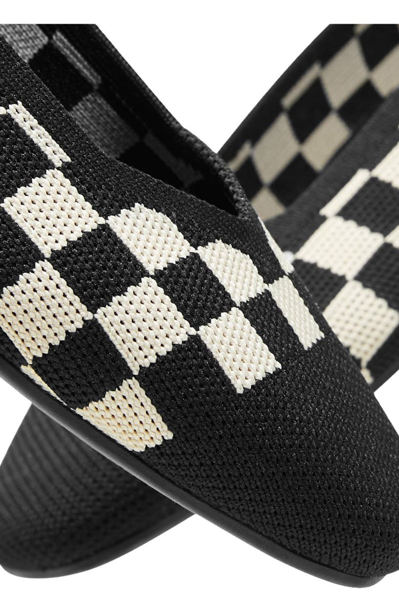 VIVAIA Square-Toe V-Cut Flats, Alternate, color, Checker