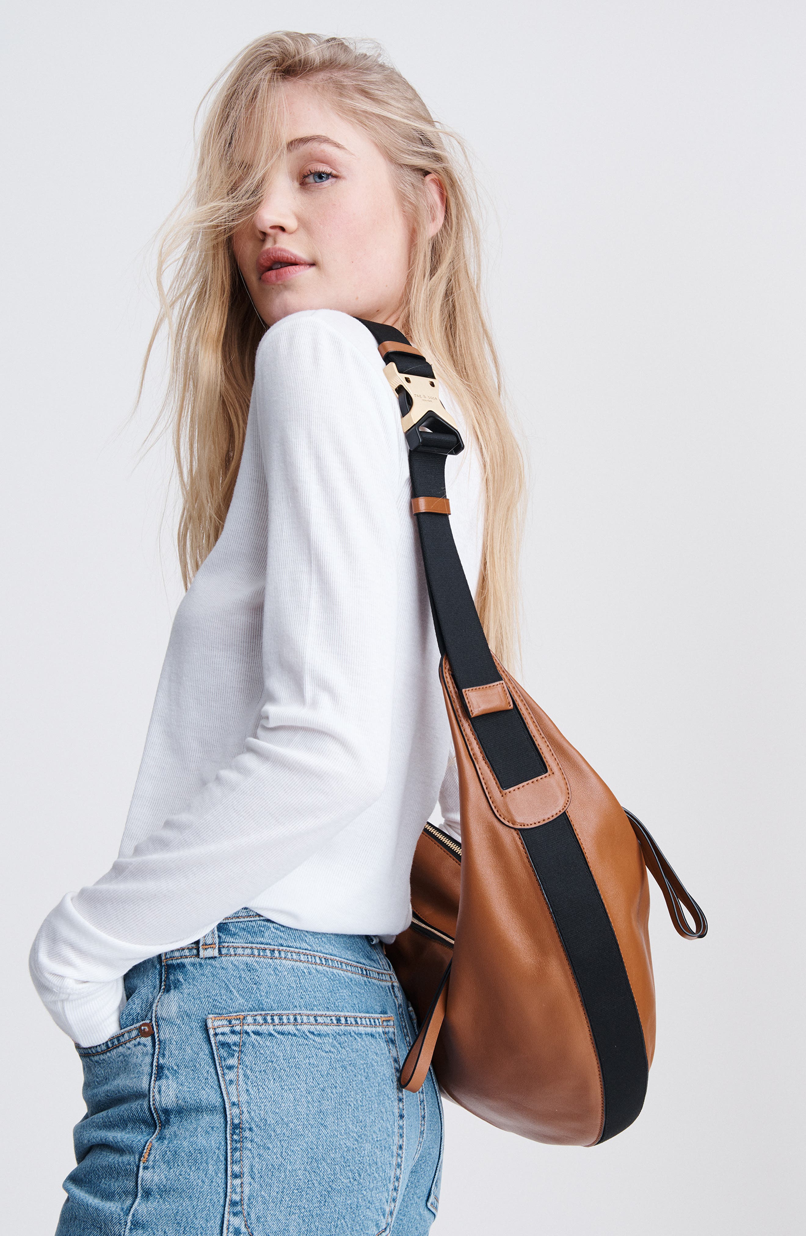 Riser Leather Hobo, Alternate, color, BROWN