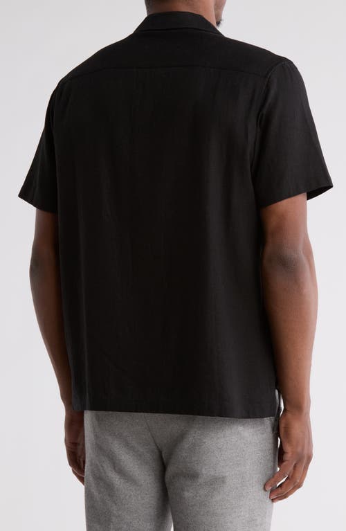 Truth Linen Blend Camp Shirt In Black