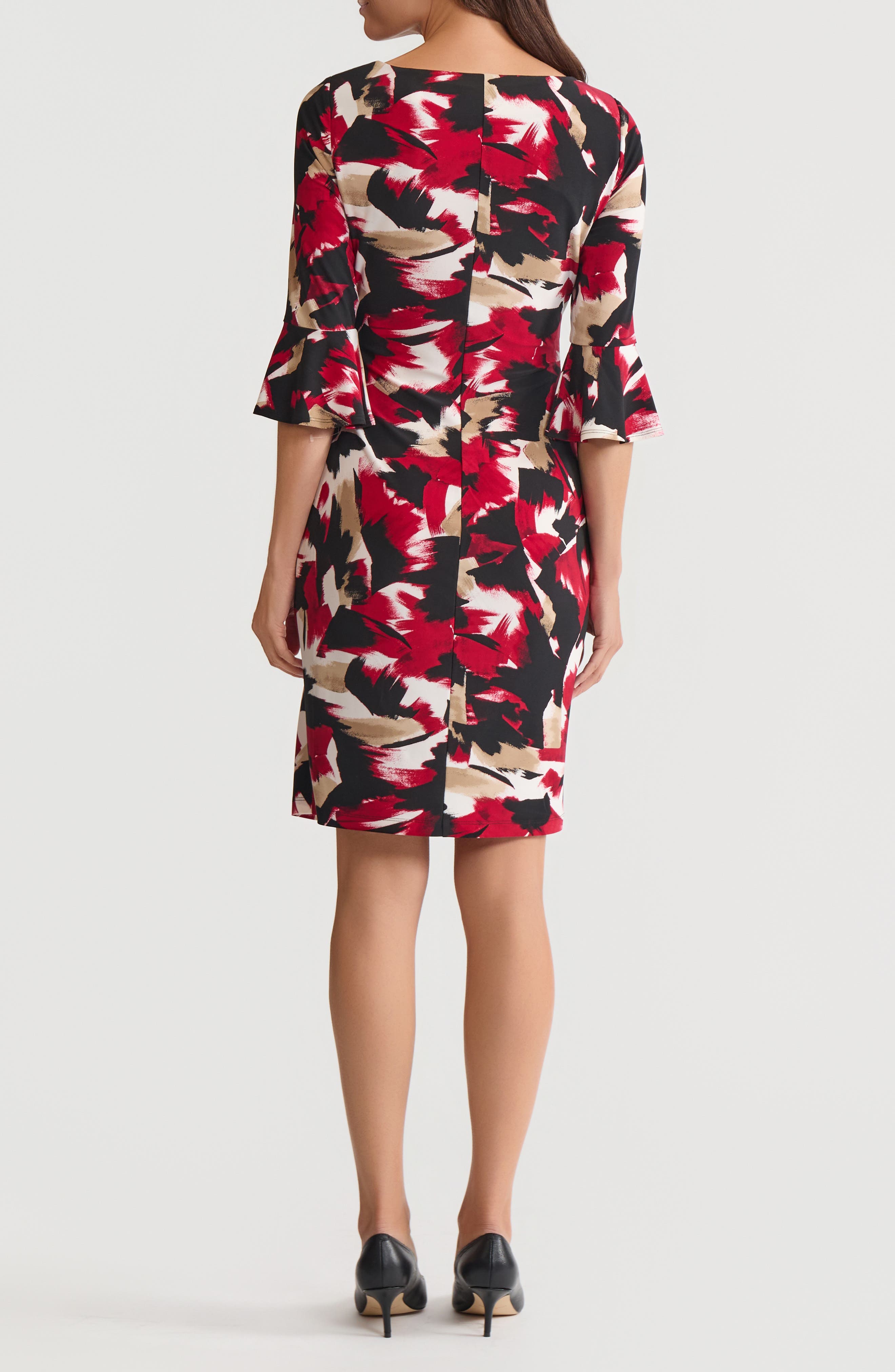 Abstract Print Side Ruched Sheath Dress - image 2