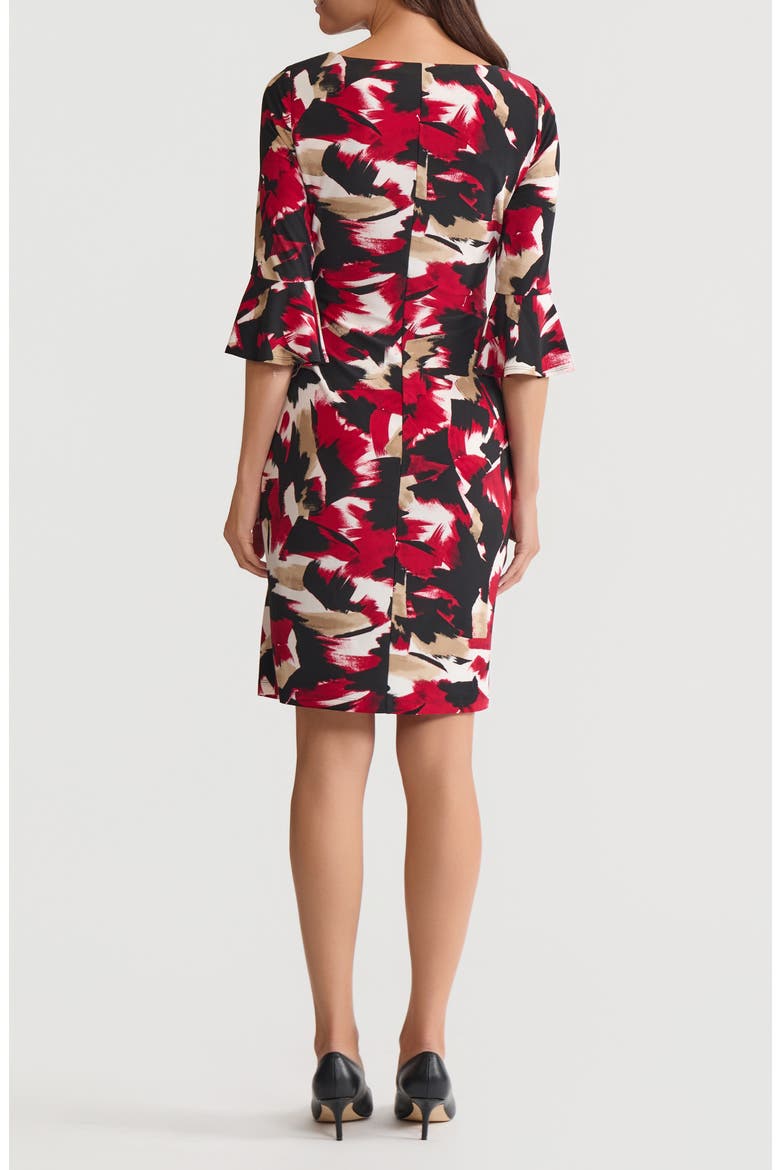 Abstract Print Side Ruched Sheath Dress, Alternate, color, BLACK MULTI