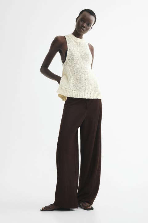 Viscose-blend Barrel-leg Pants