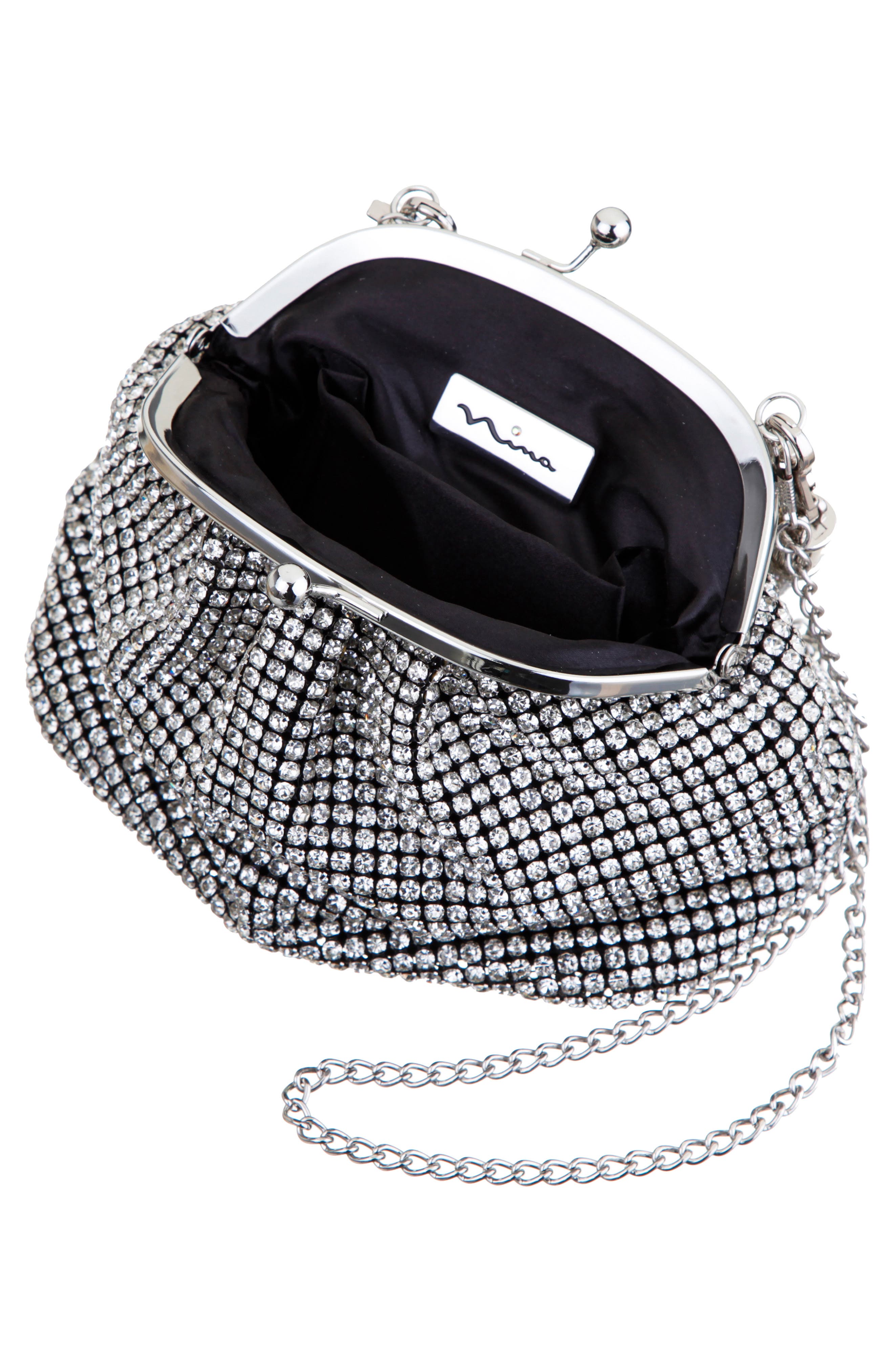 Kiara Frame Clutch, Alternate, color, SILVER