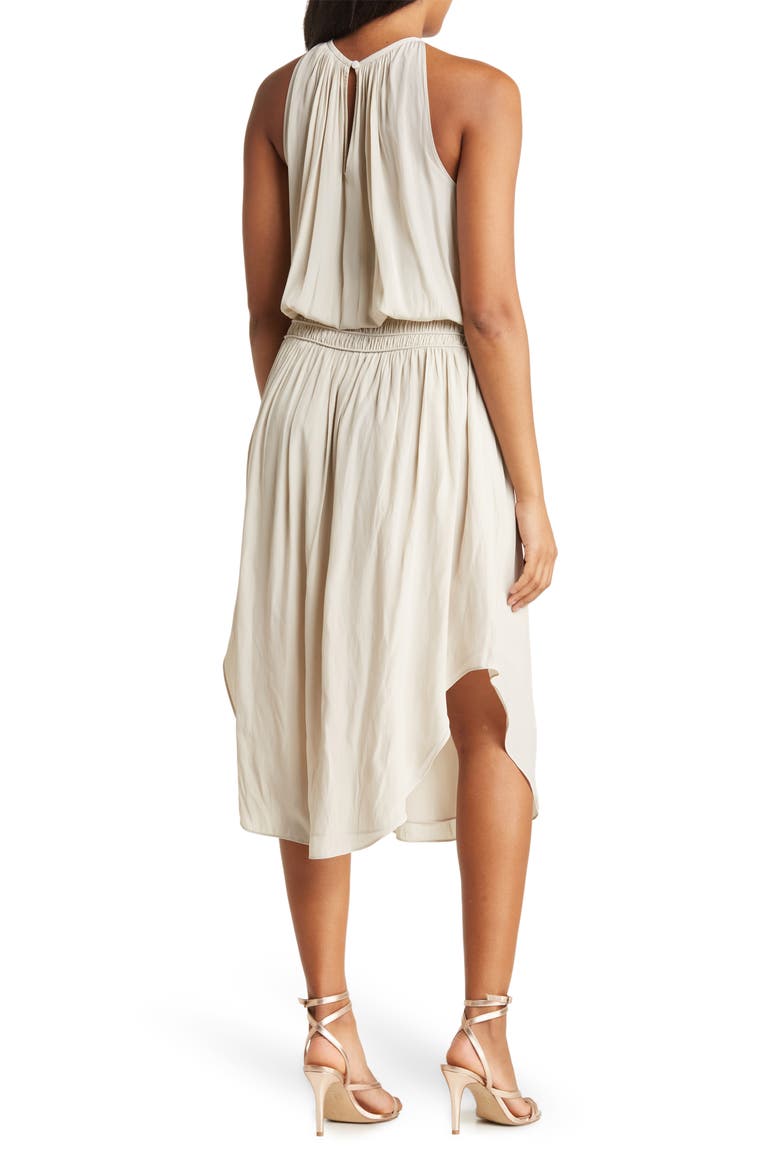 Audrey Smocked Waist Sleeveless Midi Dress, Alternate, color, SANDSTONE